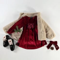 Robe Rouge En Velours Scintillant, Enfant -Souris Mini Boutique Enfant3 4