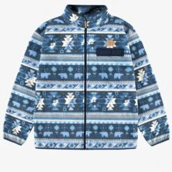 Veste Bleue En Polar Avec Motifs, Adulte