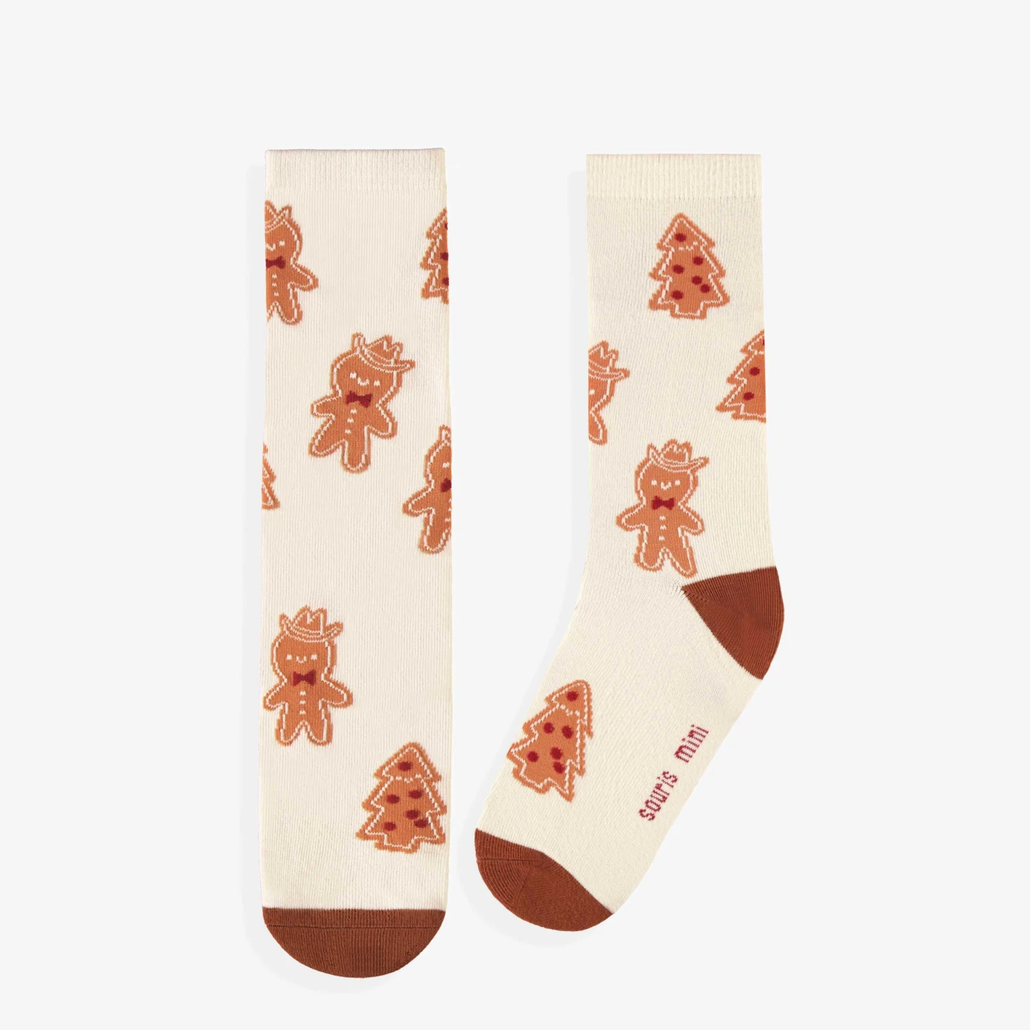 Chaussettes Crème à Motifs Pain D’épices, Adulte 1 Chaussettes Crème à Motifs Pain D’épices, Adulte