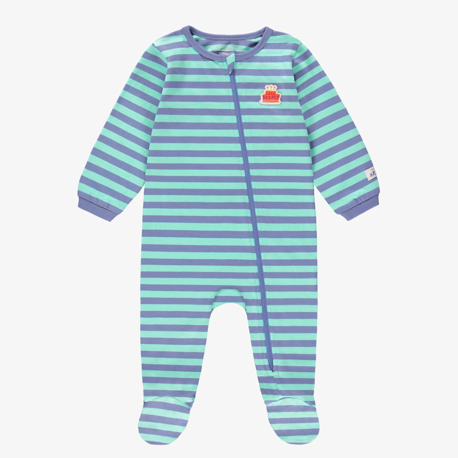 Pyjama Une Pièce Bleu à Rayures, Bébé 1 Pyjama Une Pièce Bleu à Rayures, Bébé