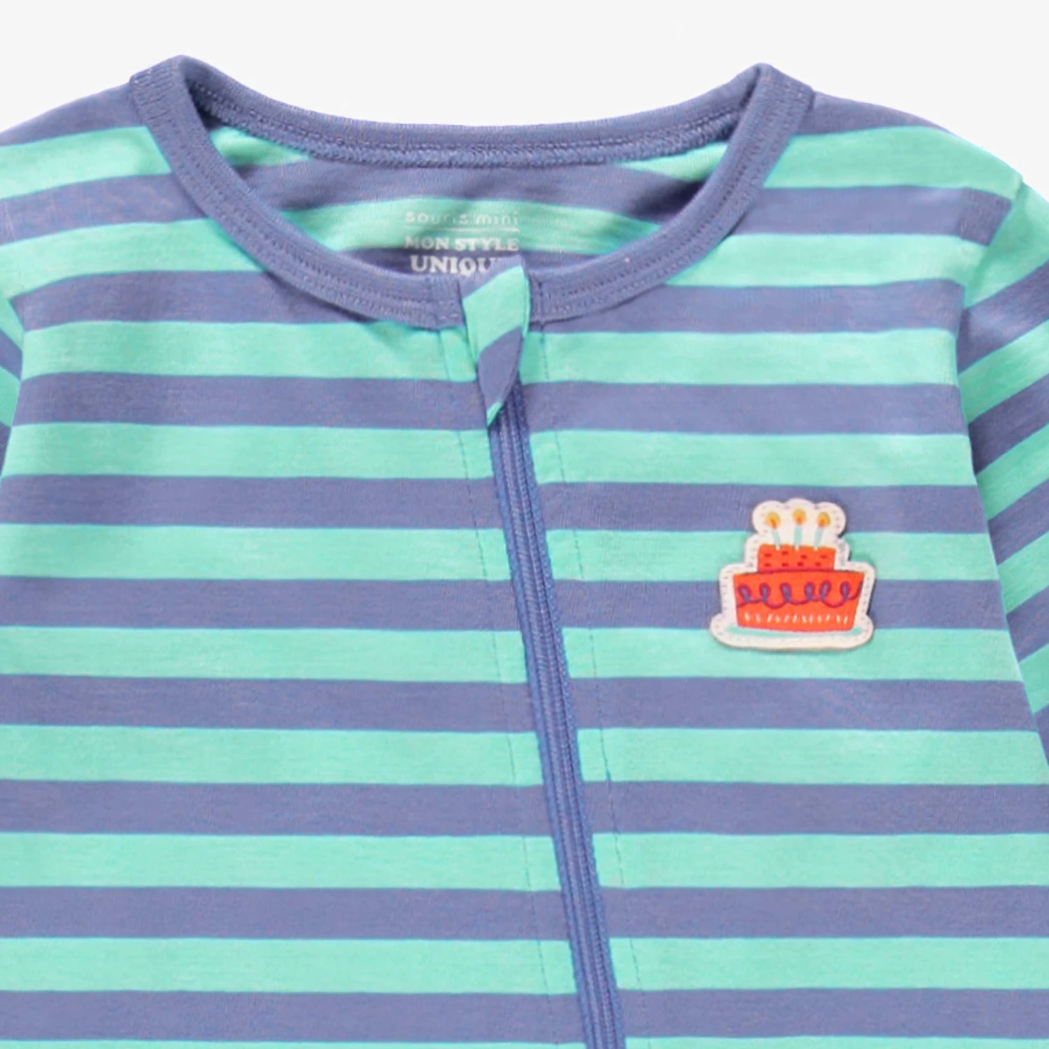 Pyjama Une Pièce Bleu à Rayures, Bébé 2 Pyjama Une Pièce Bleu à Rayures, Bébé – Image 2