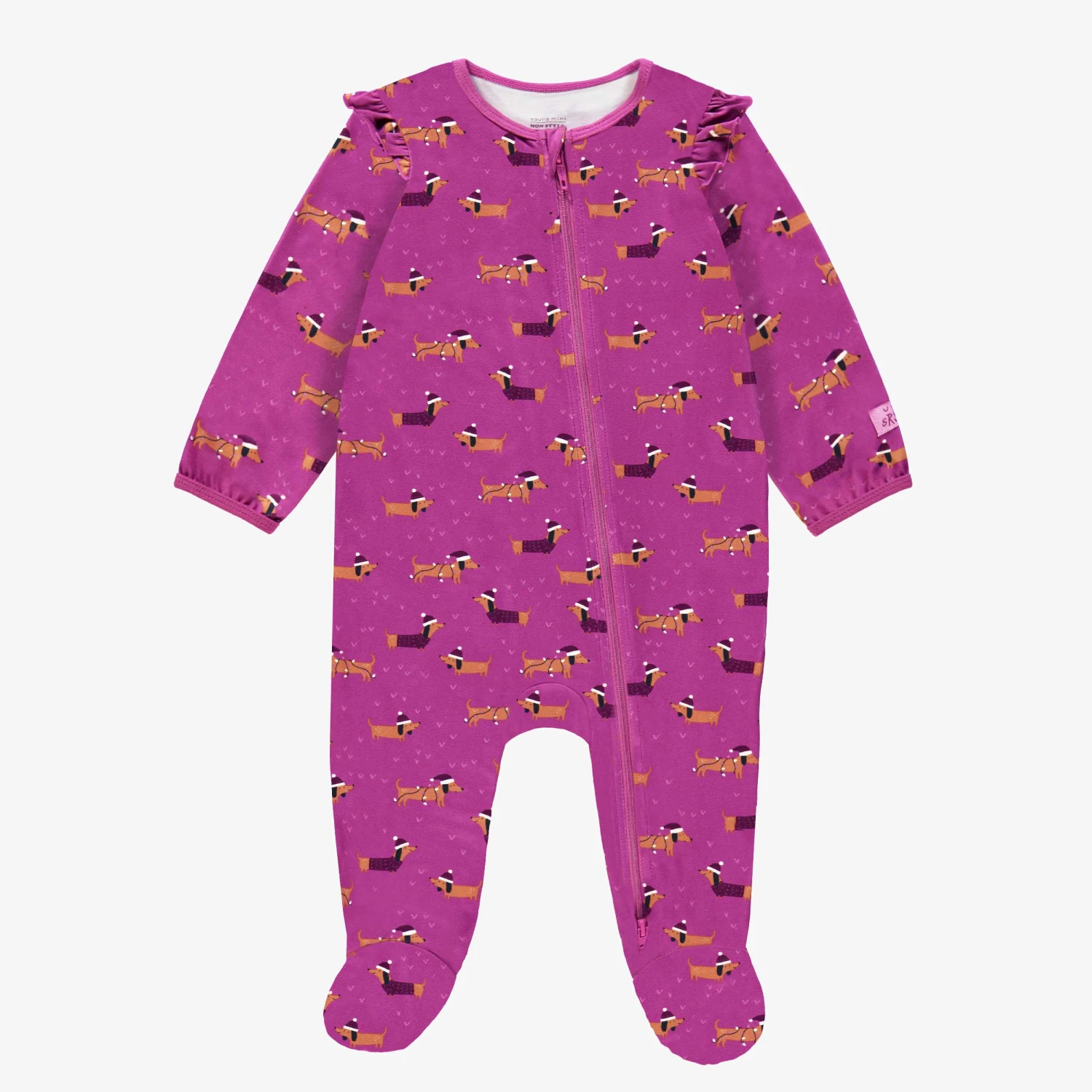 Pyjama Une Pièce Mauve à Motifs De Chiens, Bébé 1 Pyjama Une Pièce Mauve à Motifs De Chiens, Bébé