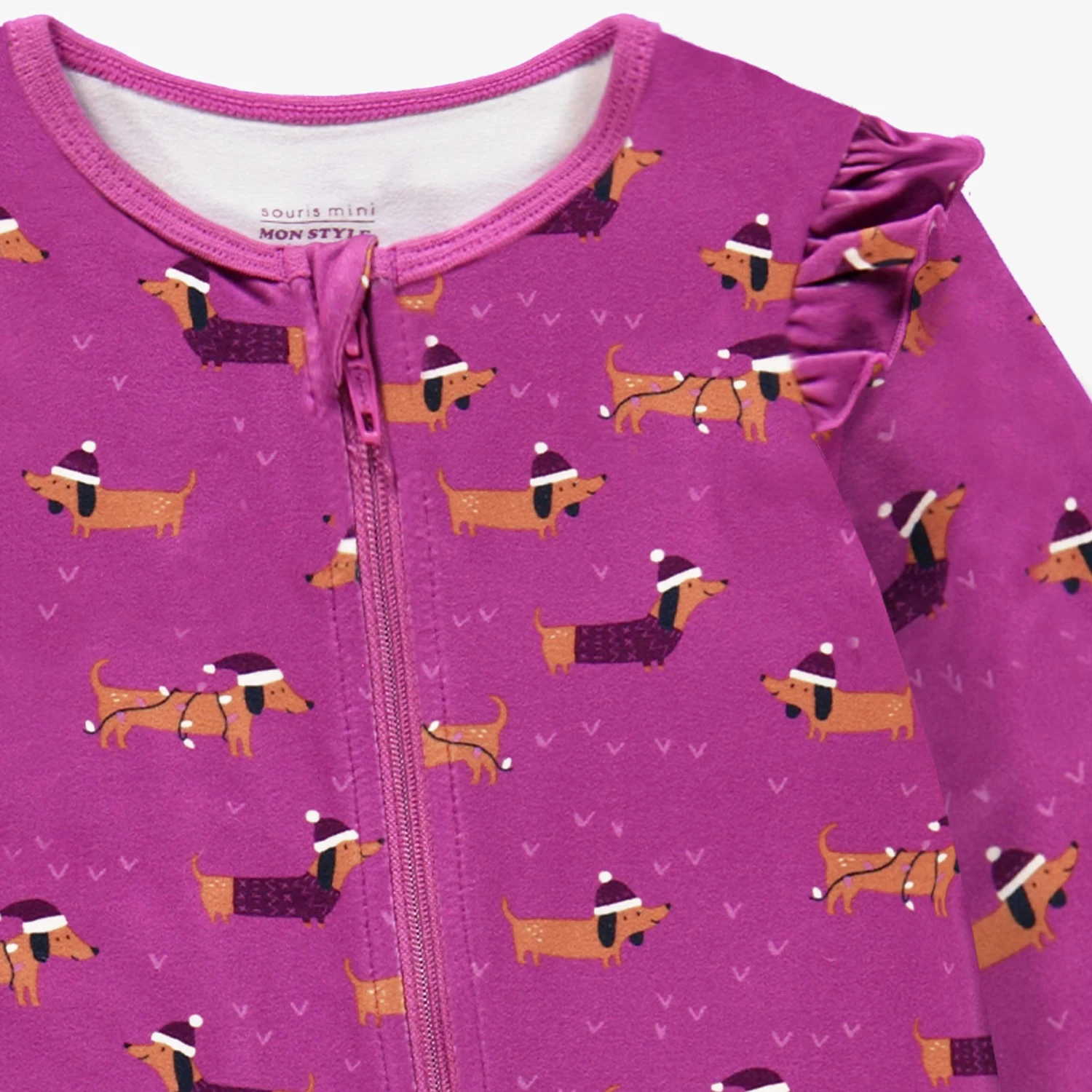 Pyjama Une Pièce Mauve à Motifs De Chiens, Bébé 2 Pyjama Une Pièce Mauve à Motifs De Chiens, Bébé – Image 2