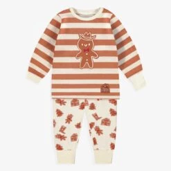 Pyjama Deux Pièces Crème à Rayures Et Motifs Pain D’épices, Bébé