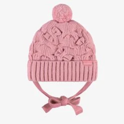 Tuque Rose En Tricot Avec Boucles, Bébé