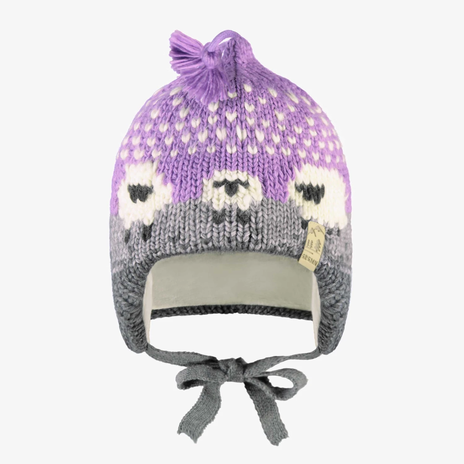 Tuque Mauve En Tricot Avec Moutons, Bébé 1 Tuque Mauve En Tricot Avec Moutons, Bébé