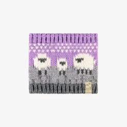 Cache-cou Mauve En Tricot Avec Moutons, Bébé