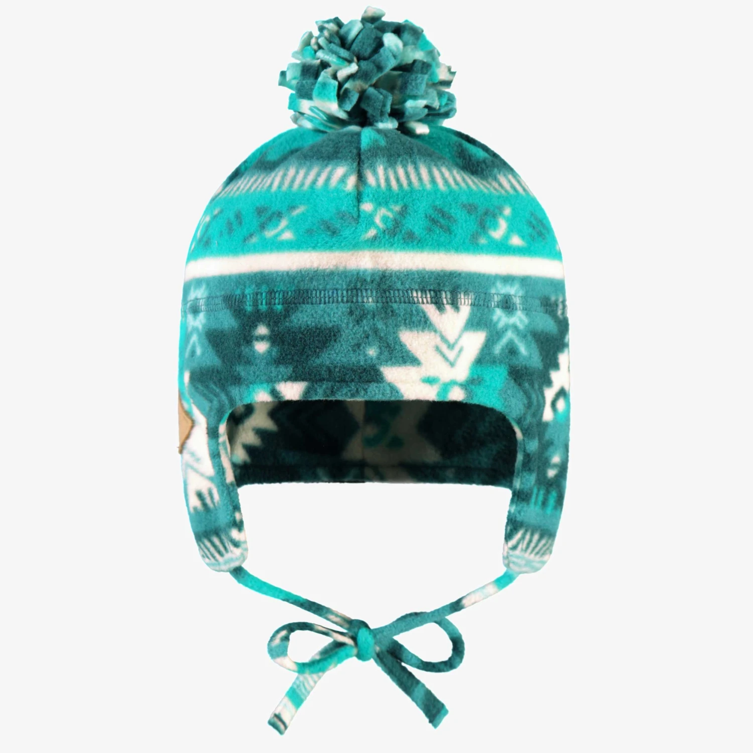 Tuque Turquoise En Polar Avec Motifs, Bébé 1 Tuque Turquoise En Polar Avec Motifs, Bébé