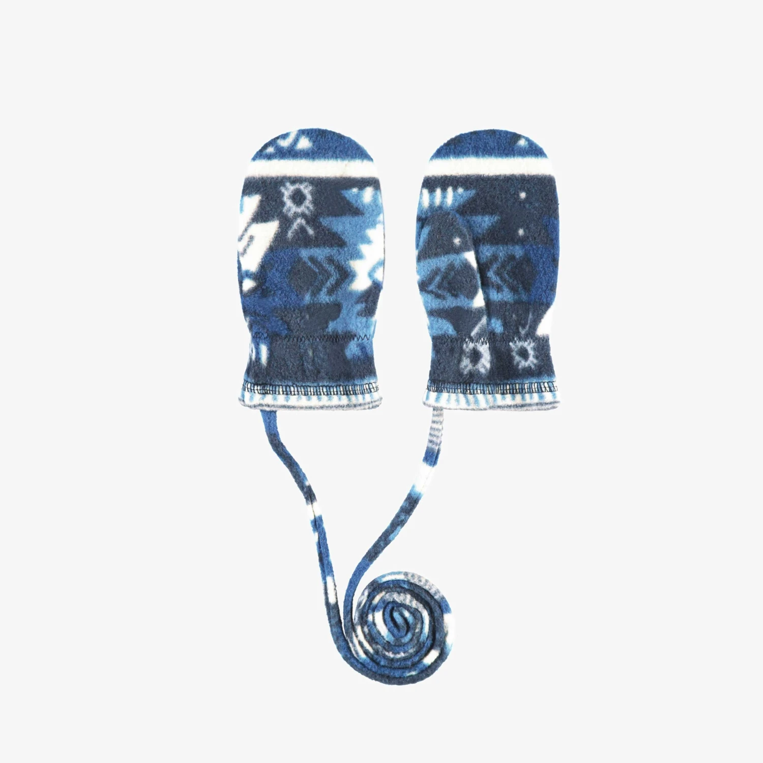 Mitaines Bleues En Polar Avec Motifs, Bébé 1 Mitaines Bleues En Polar Avec Motifs, Bébé