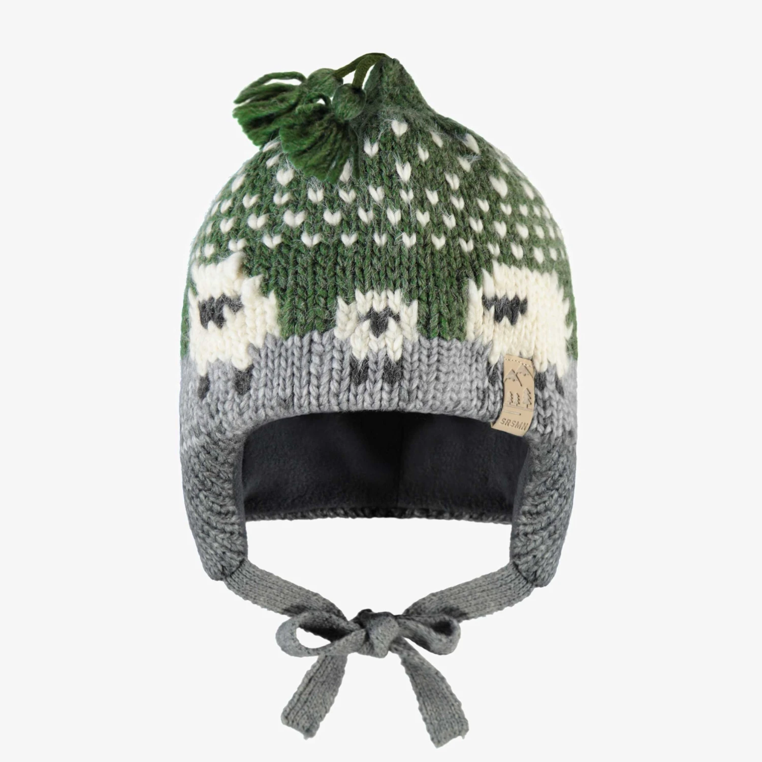 Tuque Verte En Tricot Avec Moutons, Bébé 1 Tuque Verte En Tricot Avec Moutons, Bébé