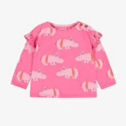 T-shirt Rose à Motifs D’hippopotames, Bébé
