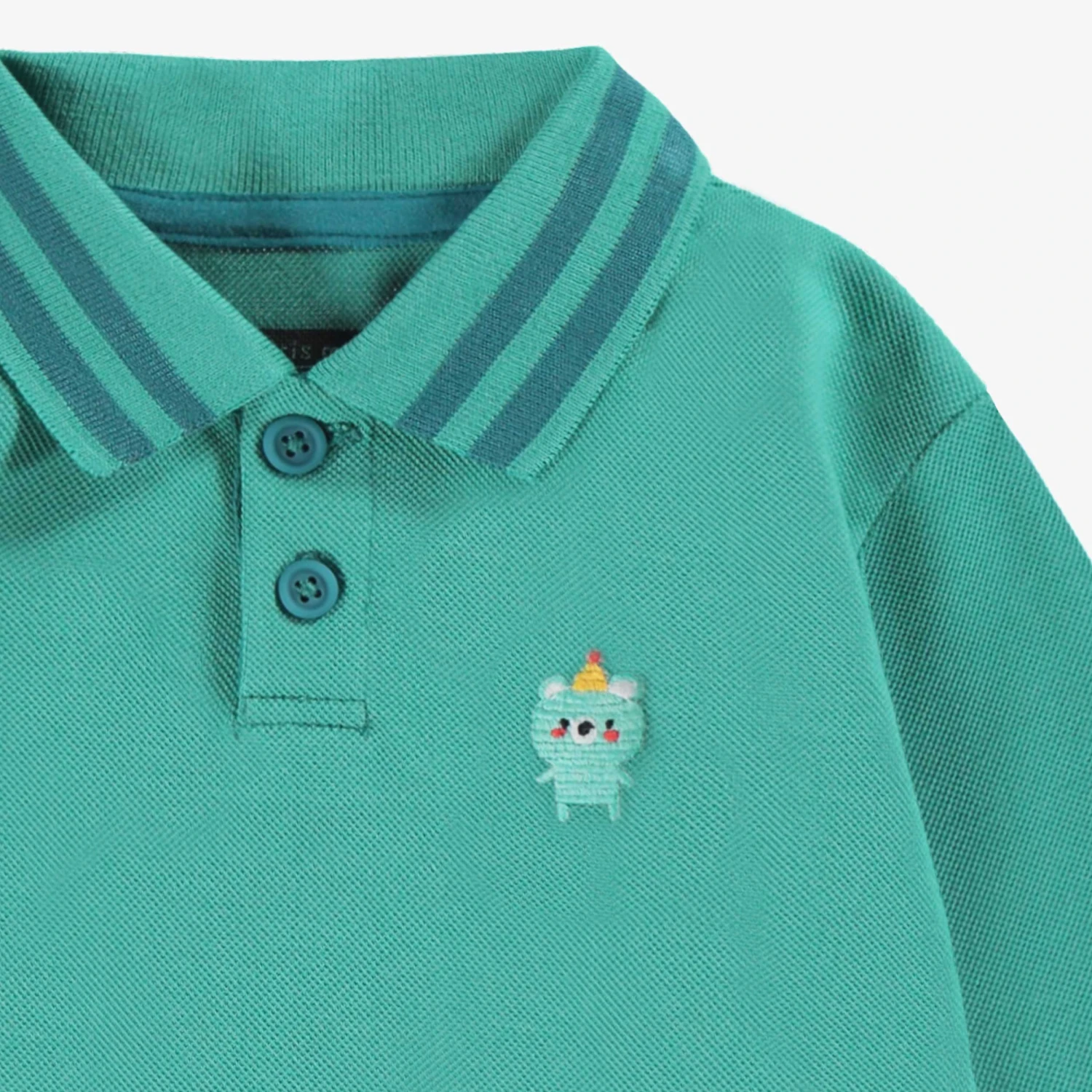 Polo Turquoise à Manches Longues, Bébé 2 Polo Turquoise à Manches Longues, Bébé – Image 2