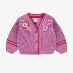Cardigan Mauve En Tricot, Bébé