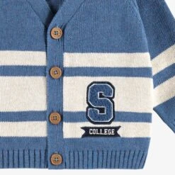 Cardigan Bleu En Tricot Avec Rayures, Bébé -Souris Mini Boutique F25B3301B Zoom