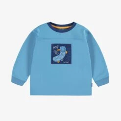 T-shirt Bleu à Illustration Brodée, Bébé