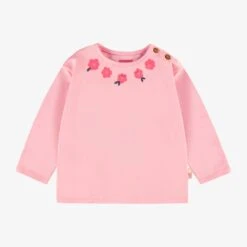 T-shirt Rose à Motif Floral, Bébé