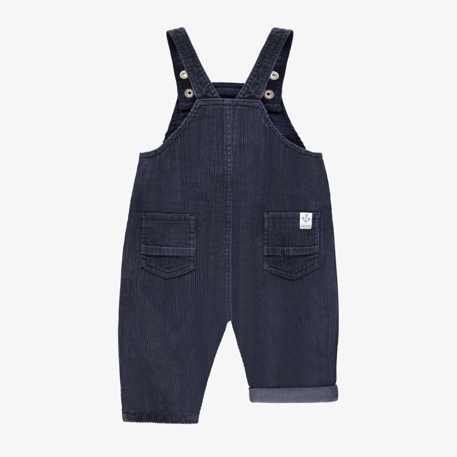 Salopette Bleu Marine En Velours Côtelé, Bébé 3 Salopette Bleu Marine En Velours Côtelé, Bébé – Image 3