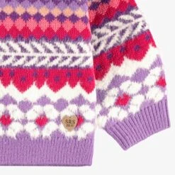 Chandail Mauve En Tricot Avec Motifs, Bébé 10 Chandail Mauve En Tricot Avec Motifs, Bébé -Souris Mini Boutique F25B4001B Zoom