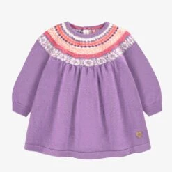 Robe Mauve En Tricot Avec Motifs, Bébé