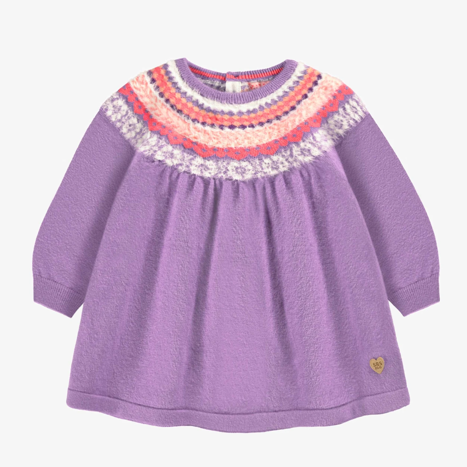 Robe Mauve En Tricot Avec Motifs, Bébé 1 Robe Mauve En Tricot Avec Motifs, Bébé
