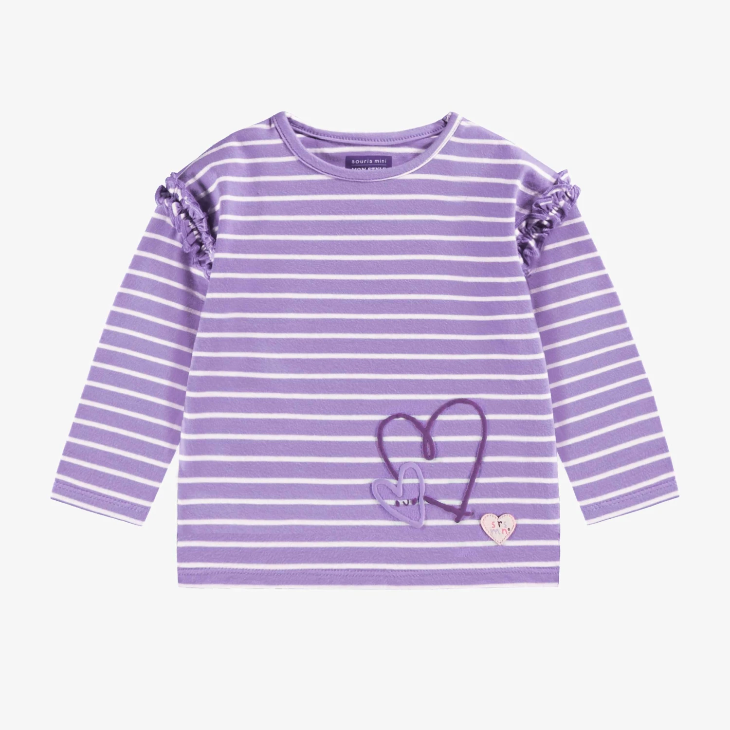 T-shirt Mauve à Rayures, Bébé 1 T-shirt Mauve à Rayures, Bébé
