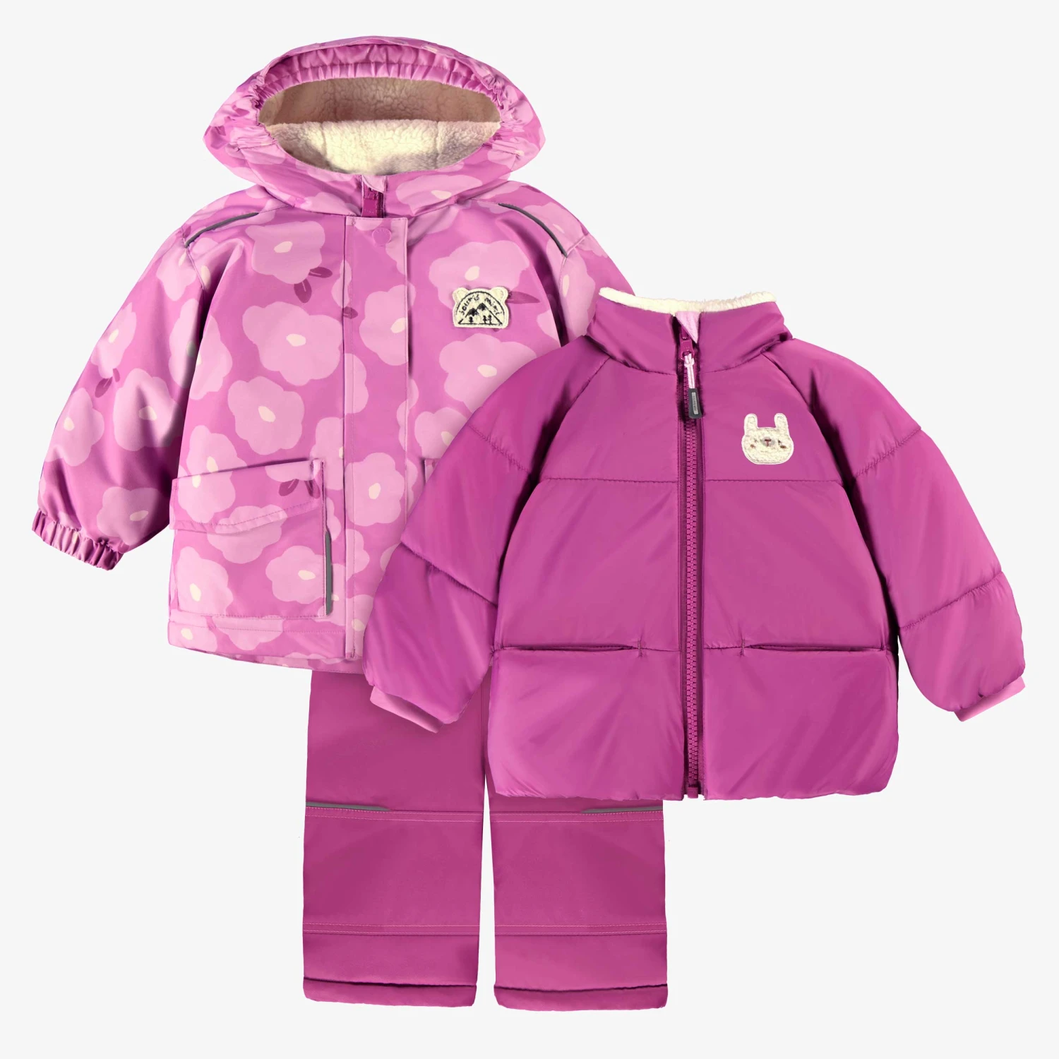 Habit De Neige 3 En 1 Mauve Avec Fleurs, Bébé 1 Habit De Neige 3 En 1 Mauve Avec Fleurs, Bébé