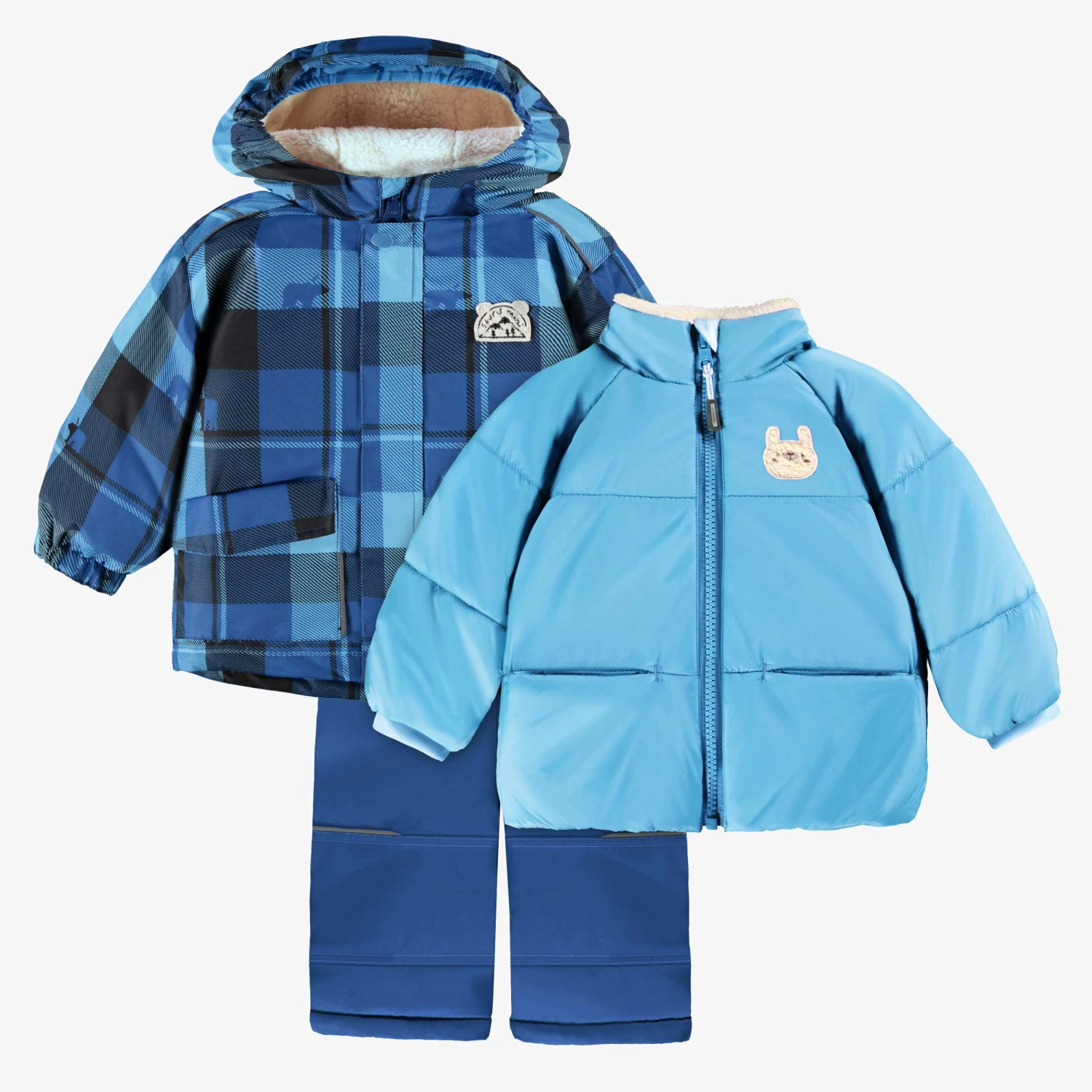 Habit De Neige 3 En 1 Bleu Avec Carreaux, Bébé 1 Habit De Neige 3 En 1 Bleu Avec Carreaux, Bébé
