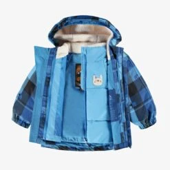 Habit De Neige 3 En 1 Bleu Avec Carreaux, Bébé 14 Habit De Neige 3 En 1 Bleu Avec Carreaux, Bébé -Souris Mini Boutique F25B7120B 100 ManteauOuvert