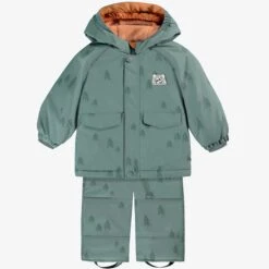 Habit De Neige Deux Pièces Vert Avec Motifs De Sapins, Bébé