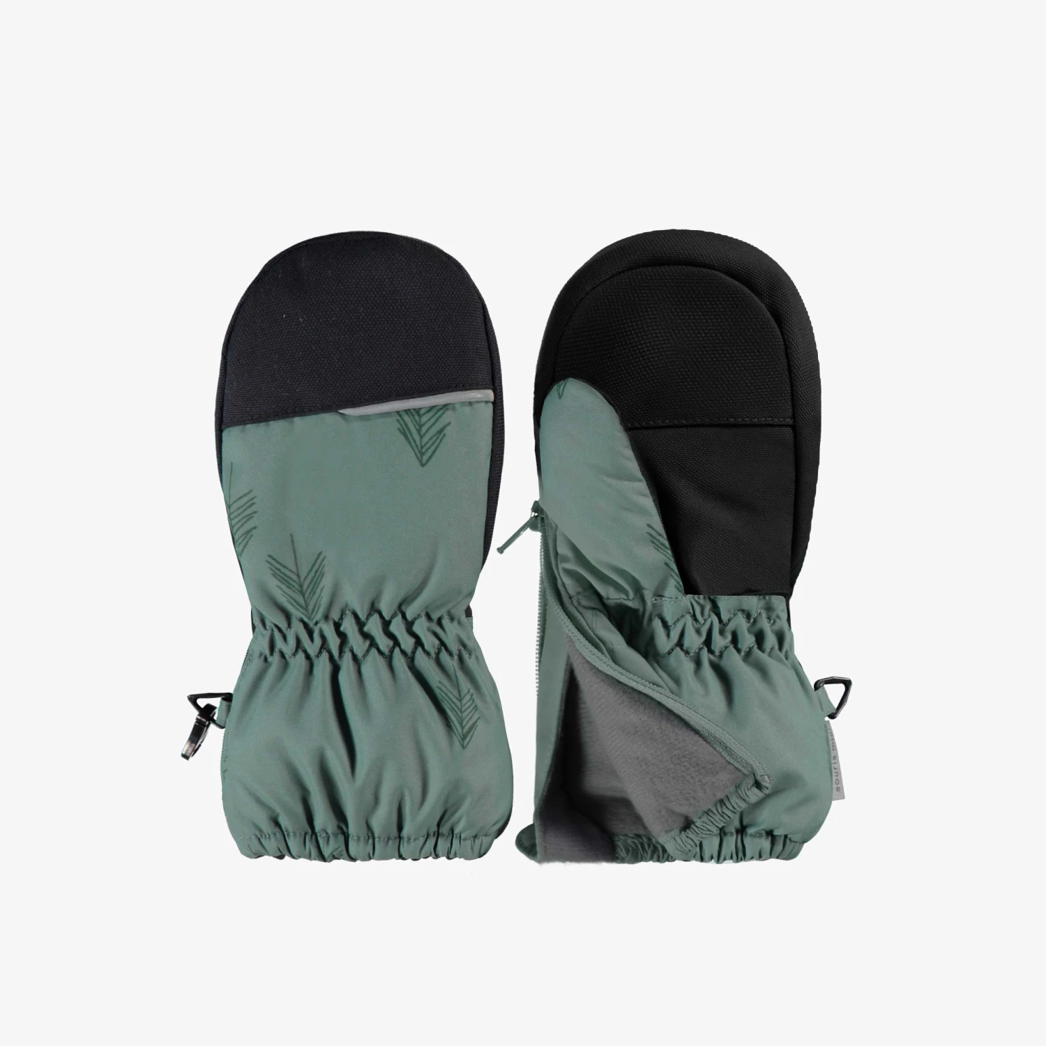 Mitaines Vertes En Nylon Avec Motifs De Sapins, Bébé 1 Mitaines Vertes En Nylon Avec Motifs De Sapins, Bébé