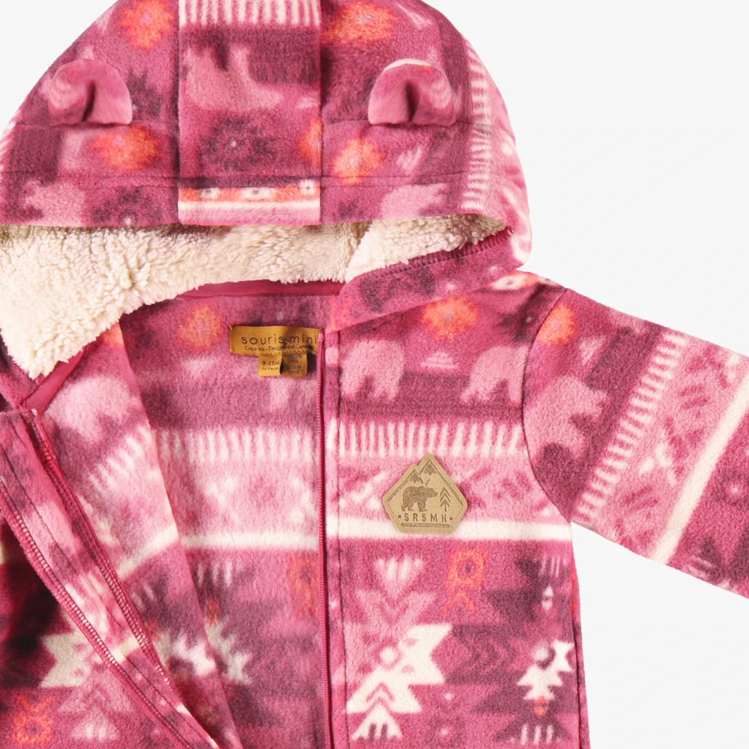 Une-pièce Rose En Polar Avec Motifs, Bébé 3 Une-pièce Rose En Polar Avec Motifs, Bébé – Image 3