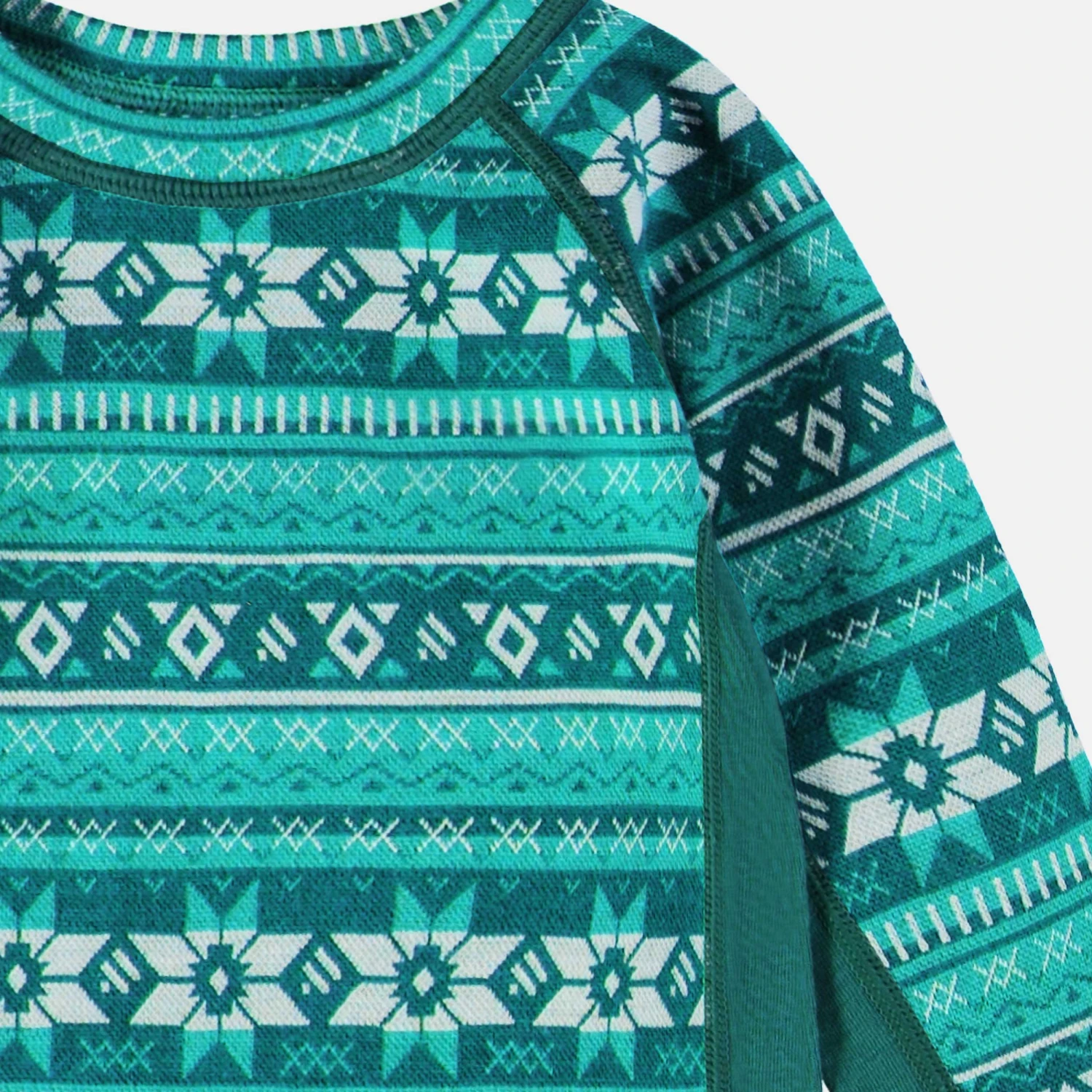 Chandail Turquoise En Laine Mérinos Avec Motifs Jacquard, Bébé 2 Chandail Turquoise En Laine Mérinos Avec Motifs Jacquard, Bébé – Image 2