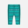 Legging Turquoise En Laine Mérinos Avec Motifs Jacquard, Bébé