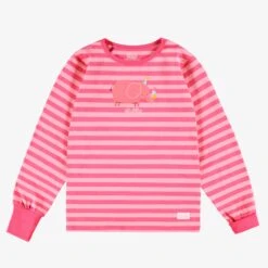 Pyjama Deux Pièces Rose à Rayures, Enfant -Souris Mini Boutique F25C1002C 98 Top2
