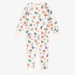 Pyjama Deux Pièces Crème à Motifs D’animaux, Enfant