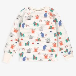 Pyjama Deux Pièces Crème à Motifs D’animaux, Enfant -Souris Mini Boutique F25C1101C 98 Top2