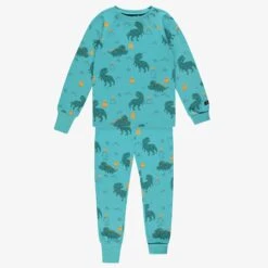 Pyjama Deux Pièces Turquoise à Motifs De Dinosaures, Enfant