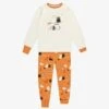 Pyjama Deux Pièces Crème Et Orange à Motifs D’Halloween, Enfant