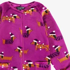 Pyjama Une Pièce En Peluche Mauve à Motifs De Chiens, Enfant -Souris Mini Boutique F25C1605C 98 Zoom2