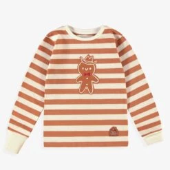 Pyjama Deux Pièces Crème à Rayures Et Motifs Pain D’épices, Enfant -Souris Mini Boutique F25C1701C 98 Top