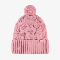 Tuque Rose En Tricot Avec Boucles, Enfant