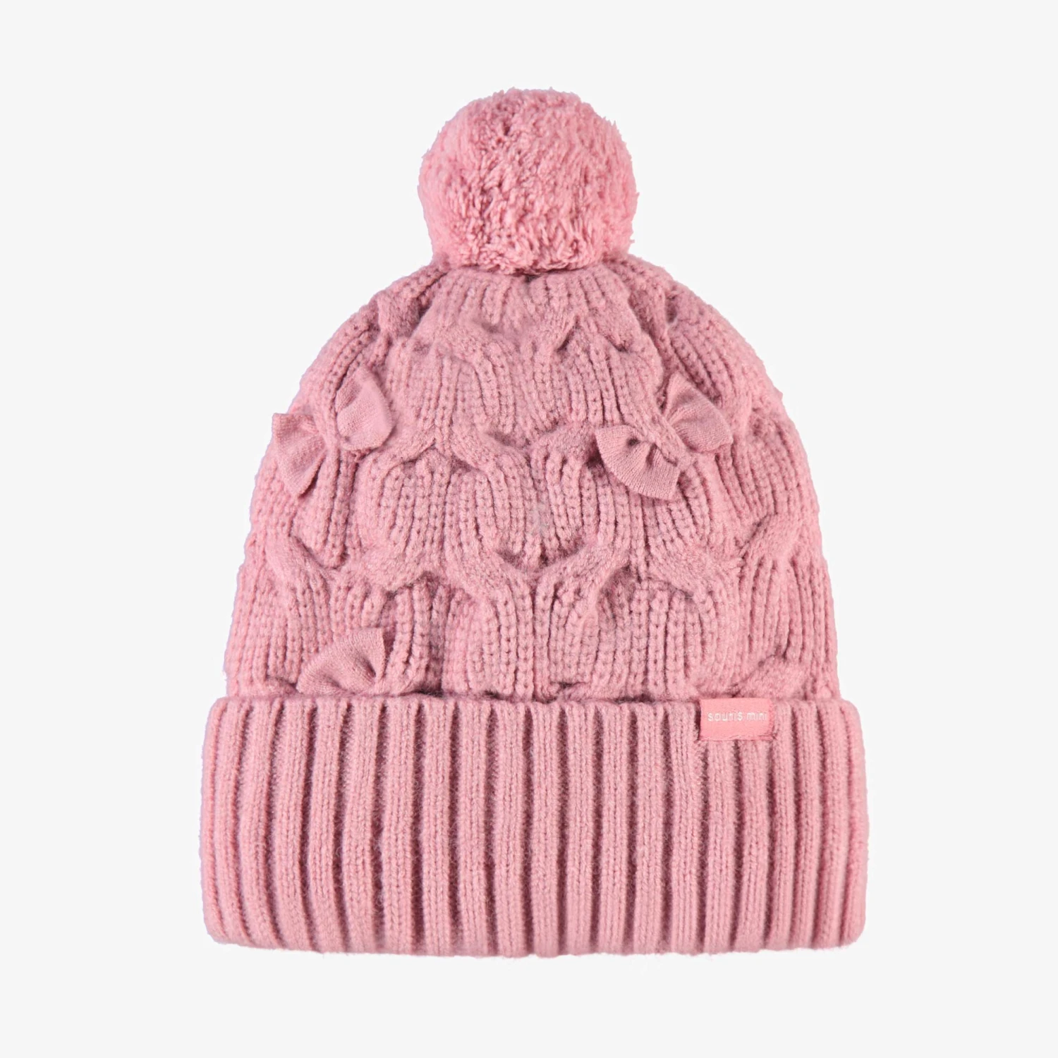 Tuque Rose En Tricot Avec Boucles, Enfant 1 Tuque Rose En Tricot Avec Boucles, Enfant
