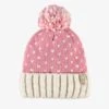 Tuque Rose Et Crème En Tricot Avec Cœurs, Enfant