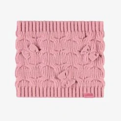 Cache-cou Rose En Tricot Avec Boucles, Enfant