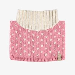 Cache-cou Rose Et Crème En Tricot Avec Cœurs, Enfant