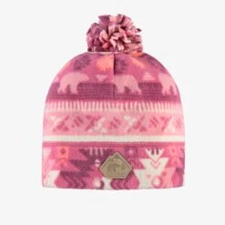 Tuque Rose En Polar Avec Motifs, Enfant