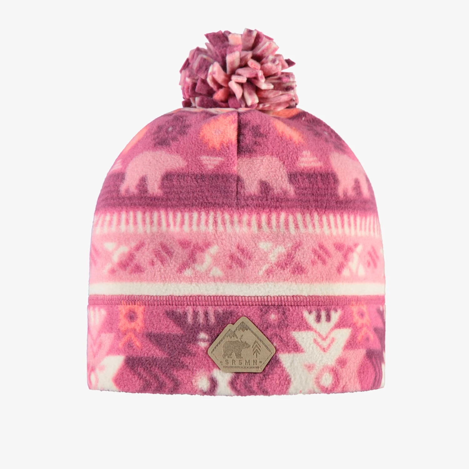 Tuque Rose En Polar Avec Motifs, Enfant 1 Tuque Rose En Polar Avec Motifs, Enfant