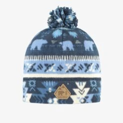 Tuque Bleue En Polar Avec Motifs, Enfant