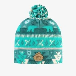 Tuque Turquoise En Polar Avec Motifs, Enfant