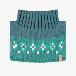Cache-cou Turquoise En Tricot Avec Motifs, Enfant